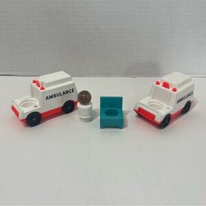 VINTAGE Fisher Price Little People hospital accessories lot toys ambulance